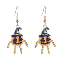 Lade das Bild in den Galerie-Viewer, 2x Halloween Xmas Christmas Gifts Decoration New Trend Pumpkin Skull Alloy Enamel Earrings