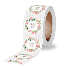 Load image into Gallery viewer, 2x500pcs Xmas Christmas Stickers Roll Label Floral Ring Thank You Kraft Envelope Gift Sealed