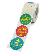 Load image into Gallery viewer, 2x500pcs Christmas Xmas Blue Green Bronzing Merry Christmas Sticker Label tape