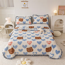Load image into Gallery viewer, Autumn and Winter Thickening Milk Fiber Three-Piece Quilted Crystal Velvet Lace Thermal Blanket Bed Sheet