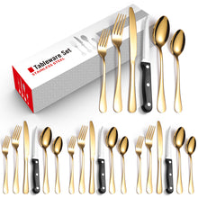 Lade das Bild in den Galerie-Viewer, 304 Stainless Steel Flatware Sets 24-Piece Set 6 Groups Steak Knife, Fork and Spoon Multi-Color Optional