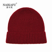 Lade das Bild in den Galerie-Viewer, Warm Winter Knit Beanie Hats Autumn and Winter European and American Men's Melon Skin Thermal Head Cover Women Unisex