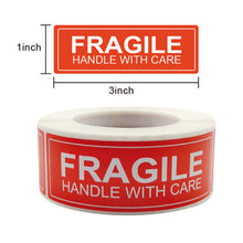 Lade das Bild in den Galerie-Viewer, 2x250pcs Xmas Christmas Stickers Roll Label Rectangular 75*25 Red Fragile Warning Fragile Handle with Care Packaging Shipping