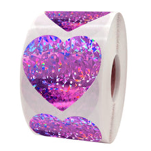 Load image into Gallery viewer, 2x500pcs Christmas Xmas Love Valentine's Day Valentine's Day Purple Laser Sticker tape