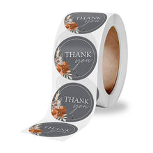 Load image into Gallery viewer, 2x500pcs Xmas Christmas Stickers Roll Label Gray Floral Thank You Letter Sealing Gift Decoration Tape