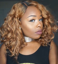 Load image into Gallery viewer, Women Wig Small Volume Mid-Length Curly Hair Black Brown Gradient Color Headgear W113