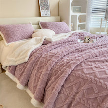 Lade das Bild in den Galerie-Viewer, Autumn and Winter Blanket Thickening Version a Taffeta B Version Jacquard Lambswool Cover Blanket