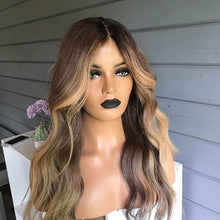 Load image into Gallery viewer, Women Wig Gradient Brown Long Curly Hair Synthetic Wigs W117