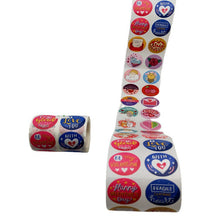 Load image into Gallery viewer, 2x500pcs Xmas Christmas Stickers Roll Label 24 Patterns Loop Happy Valentine's Day Valentine's Day