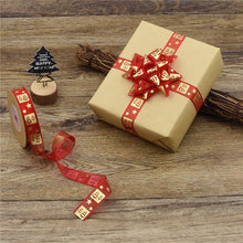 Load image into Gallery viewer, 3PCs Christmas Packing Materials 15mm Wide Printed Animal Christmas Fruit Ribbon Flowers Gift