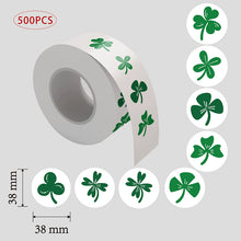 Lade das Bild in den Galerie-Viewer, 2x500pcs Christmas Xmas 8 Kinds of Irish Four-Leaf Clover Stickers for St. Patrick's Day tape