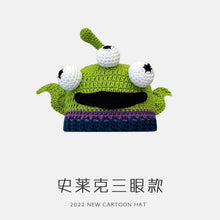 Lade das Bild in den Galerie-Viewer, Warm Winter Knit Beanie Hats Green Monster Shrek Cartoon Cute Headgear Wool Unisex