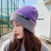 Lade das Bild in den Galerie-Viewer, Warm Winter Knit Beanie Hats Internet Celebrity Woolen Cap Women Autumn and Winter Korean Style All-Matching Black Unisex