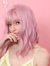 Load image into Gallery viewer, Women Wig Fashion Light Pink Short Curly Hair Bobo Headgear W18