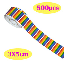 Load image into Gallery viewer, 2x500pcs Rainbow Xmas Gay Valentine's Day Gay Pride Rainbow Sticker Square Sticker tape