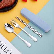 Lade das Bild in den Galerie-Viewer, 304 Stainless Steel Flatware Sets Outdoor Portable Travel Spoon Fork Three-Piece Set Including Chopsticks