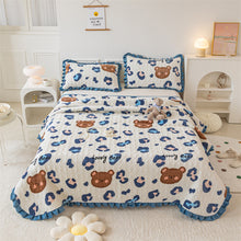 Load image into Gallery viewer, Autumn and Winter Thickening Milk Fiber Three-Piece Quilted Crystal Velvet Lace Thermal Blanket Bed Sheet