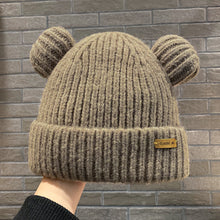 Lade das Bild in den Galerie-Viewer, Warm Winter Knit Beanie Hats Hat Women Korean Ins Cute Ears Autumn and Winter Thickening Wool Unisex