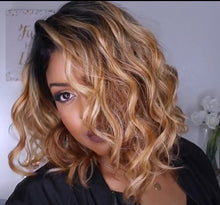 Load image into Gallery viewer, Women Wig Shoulder-Length Curly Hair Gradient Color Small Curly Head Cover W112