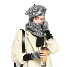 Lade das Bild in den Galerie-Viewer, Warm Winter Knit Beanie Hats European and American Women's Plaid Scarf Gloves Unisex