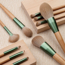 Load image into Gallery viewer, 10 PCs Cyan Makeup Brushes with Wooden Handle Make-up Tools with Abundant Wool