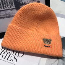 Load image into Gallery viewer, Warm Winter Knit Beanie Hats Autumn and Winter Bear Embroidery Wool Women Street Warm Ear Protection Male Unisex