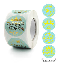 Load image into Gallery viewer, 2x500pcs Christmas Xmas Blue Green Bronzing Merry Christmas Sticker Label tape