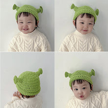Lade das Bild in den Galerie-Viewer, Warm Winter Knit Beanie Hats Green Monster Shrek Cartoon Cute Headgear Wool Unisex