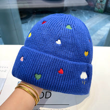 Load image into Gallery viewer, Warm Winter Knit Beanie Hats Rainbow Color Love Embroidered Wool Women Cycling Unisex