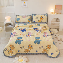 Load image into Gallery viewer, Autumn and Winter Thickening Milk Fiber Three-Piece Quilted Crystal Velvet Lace Thermal Blanket Bed Sheet