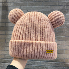 Lade das Bild in den Galerie-Viewer, Warm Winter Knit Beanie Hats Hat Women Korean Ins Cute Ears Autumn and Winter Thickening Wool Unisex