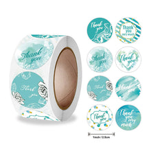 Load image into Gallery viewer, 2x500pcs Xmas Christmas Stickers Roll Label 8 Kinds of Flower Ring Pattern Thank You Kraft Envelope