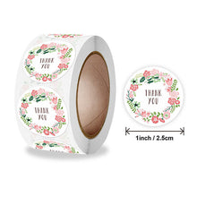 Load image into Gallery viewer, 2x500pcs Xmas Christmas Stickers Roll Label Floral Ring Thank You Kraft Envelope Gift Sealed