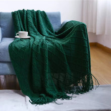 Lade das Bild in den Galerie-Viewer, Diamond Sofa Cover Cover Blanket Bed Blanket Knitted Blanket Air Conditioning Blanket Tassel Nap Blanket Blanket