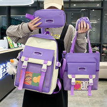 Lade das Bild in den Galerie-Viewer, Harajuku Large Capacity Four-Piece Set Middle School Students' Backpack College Students Bag