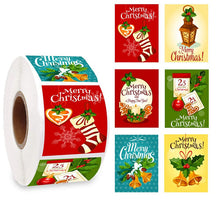 Load image into Gallery viewer, 2x500pcs Christmas Xmas Square 6 Pattern Christmas Tree Elk Merry Christmas Christmas Sticker Gift Label tape