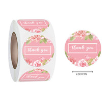 Load image into Gallery viewer, 2x500pcs Xmas Christmas Stickers Roll Label Pink Floral Thank You Notebook Tea Cup Gift Decoration
