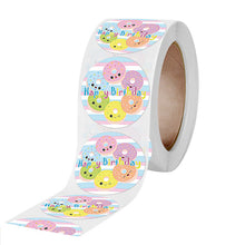 Load image into Gallery viewer, 2x500pcs Xmas Christmas Stickers Roll Label Colorful Donut Happy Birthday Birthday Thanks