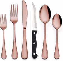 Lade das Bild in den Galerie-Viewer, 304 Stainless Steel Flatware Sets Rose Gold 24-Piece Set Western Food/Steak Knife, Fork and Spoon