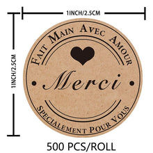 Load image into Gallery viewer, 2x500pcs Christmas Xmas Kraft Paper 25 38 Merci French Thank You Sticker Label tape