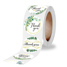 Load image into Gallery viewer, 2x500pcs Xmas Christmas Stickers Roll Label 8 Figure Green Leaf Plant Flower Thank You Gift Bag Sealing