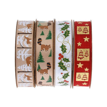 Load image into Gallery viewer, 3PCs Christmas Packing Materials 15mm Wide Printed Animal Christmas Fruit Ribbon Flowers Gift