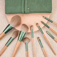 Load image into Gallery viewer, 10 PCs Cyan Makeup Brushes with Wooden Handle Make-up Tools with Abundant Wool