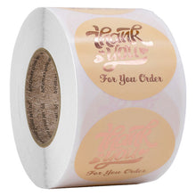 Load image into Gallery viewer, 2x500pcs Xmas Christmas Stickers Roll Label Pink Champagne Bronzing Thank You Your Order Gift