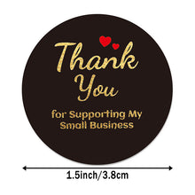 Load image into Gallery viewer, 3x500pcs Xmas Christmas Stickers Roll Label 8 Pattern Floral Ring Black Background Gold Word Thank You Gift