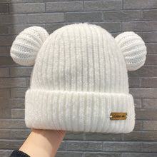 Lade das Bild in den Galerie-Viewer, Warm Winter Knit Beanie Hats Hat Women Korean Ins Cute Ears Autumn and Winter Thickening Wool Unisex
