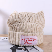 Lade das Bild in den Galerie-Viewer, Warm Winter Knit Beanie Hats New Double-Layer Wool with Ears Internet Celebrity Star Unisex
