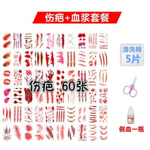 Lade das Bild in den Galerie-Viewer, 2x Halloween Xmas Christmas Gifts Decoration Tattoo Sticker Simulation Horror Bleeding Fake Wound