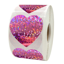 Load image into Gallery viewer, 2x500pcs Christmas Xmas Pink Love Holographic Laser Valentine's Day Valentine's Day Stickers tape