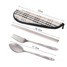 Lade das Bild in den Galerie-Viewer, 304 Stainless Steel Flatware Sets 2/3pcs Student Household Portable Chopsticks Spoon Kit